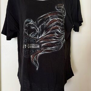 Harley-Davidson Black Short Sleeve Tee, American Flag, Large